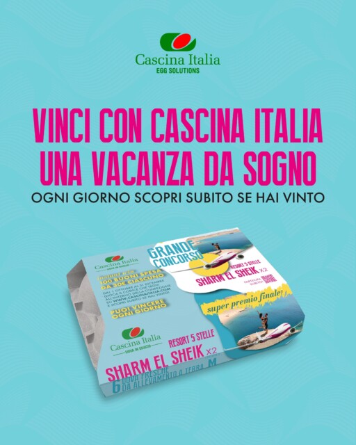 🎉 VINCI CON CASCINA ITALIA! 🎉
È arrivato il primo  concorso firmato #CascinaItalia … e ti porta sotto il sole di Sharm el Sheik! ☀️🌊In palio una vacanza da sogno per 2 persone in un esclusivo resort 5 stelle! 

Ma le sorprese non finiscono qui…Ogni giorno puoi vincere uno dei 100 buoni spesa da 30€! 

Come partecipare?
🥚 Acquista il pack da 6 uova fresche Cascina Italia personalizzato
👉 Trova il codice all’interno,
🍀 Giocalo e incrocia le dita!

📅 Concorso valido dal 1 ottobre al 31 dicembre 2025
🎉 Estrazione finale entro il 28 febbraio 2026

👉Scopri il regolamento completo su www.cascinaitalia.com

#cascinaitalia #vinciconcascina #buonispesa #vacanza #sharmelsheik #giocaevinci