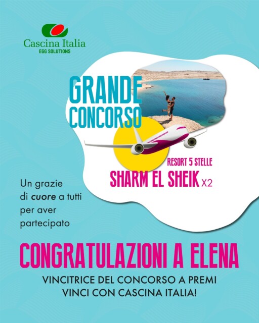 Un grazie di cuore a tutti coloro che hanno partecipato al concorso Vinci con Cascina Italia✨ Congratulazioni Elena, vincitrice del premio finale, che si è aggiudicata una splendida vacanza per 2 persone a Sharm el Sheikh!✈️🌴
#Concorsoapremi #VinciconCascinaItalia #Congratulazioni
