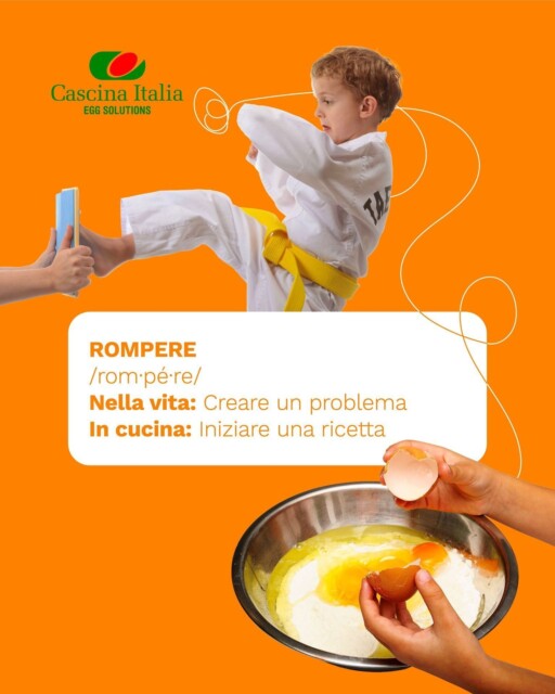 ROMPERE
/rom·pé·re/
Nella vita: creare un problema
In cucina: iniziare una ricetta
#CascinaItalia #DizionarioinCucina #Uova